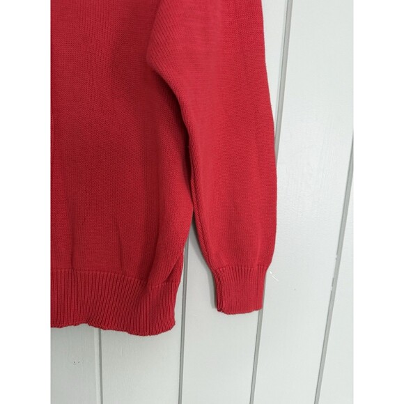 Men's Vtg Pringle Of Scotland Sweater L Large 100% Cotton Red White Geometric - Picture 7 of 8